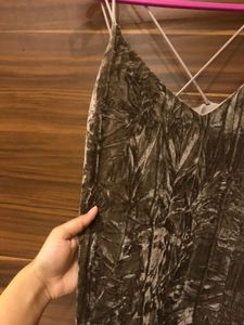Brown Velvet Mini Dress