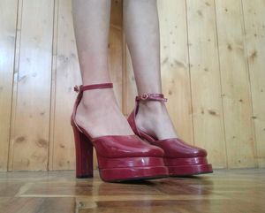 Burgundy Platform Heels