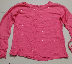 Peach Color Top with Pearls