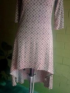 LV Inspired Print High-Low Dress