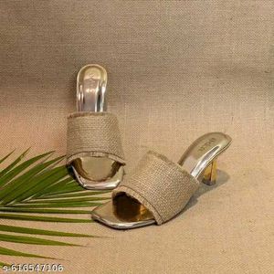 Elegant Gold Heel Mules( FIX PRICE)