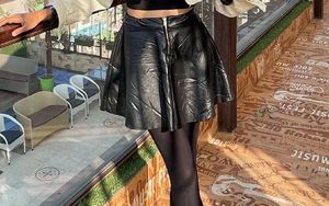 H&amp;M New Black Leather Skirt