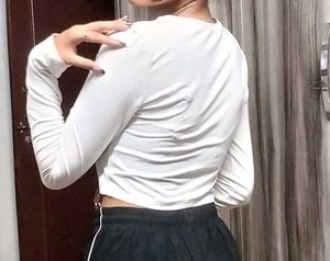White V Neck Crop Top SHEIN