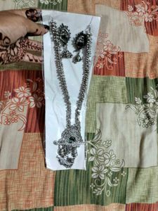 Silver Oxidized Necklace &amp; Earring Set