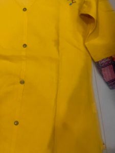 Yellow Embroidered Kurti