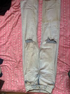 Ripped Straight Leg Jeans