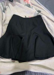 Chic Black Flared Mini Skirt