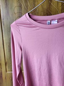 H&amp;M Long Sleeve Microfibre Top Dusty Pink/S
