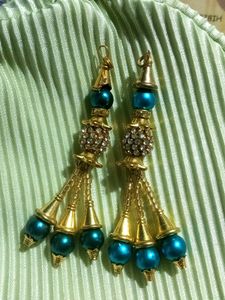 Teal & Gold Beaded Tassels