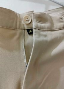 Beige Cropped Wide Leg Pants