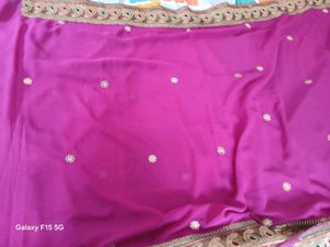 Rani Pink Beautiful Embroidered Saree