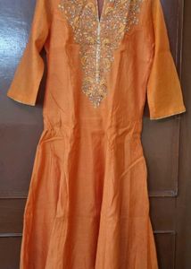 Orange Embroidered Kurta