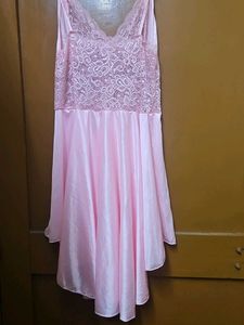Pink Lace Satin Lingerie Dress