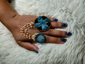 Elegant Double Ring With Three Layer Bead Chain