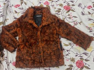 Rust Color Furry Coat For Women