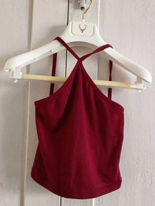 Maroon Halter Crop Top