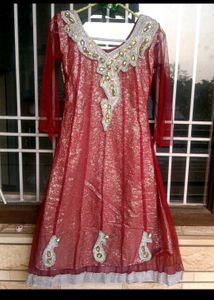 Embroidered Red-maroon Anarkali