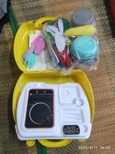 Kitchen Set With Yellow Suitcase For Baby