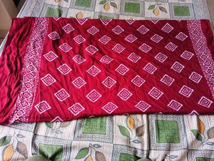 Red & White Print Fabric With Blouse