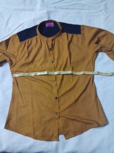 Stylish Mustard &amp; Black Button-Down Shirt