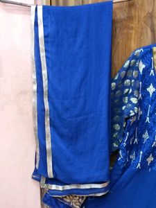 Less used Georgette Anarkali Kurti+Dupatta-NavyBlu
