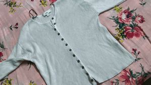 Ribbed Button-Down Cardigan