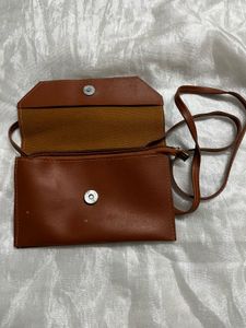 Brown Embroidered Crossbody Bag