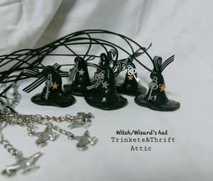 Handmade Wizard/Witch Hat Clay Charm Necklace