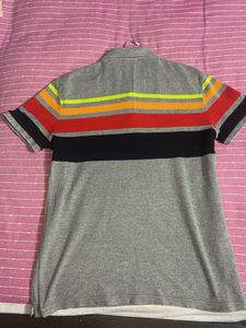 Benetton Striped Polo T Shirt - Size M