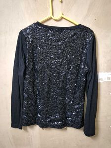 Embellished Back Black Top