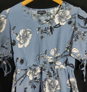 Pastel Blue Floral Printed Top (Women)