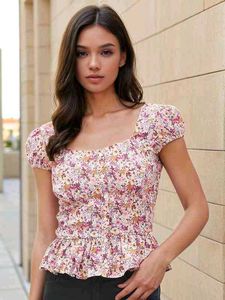 Floral Print Peplum Top