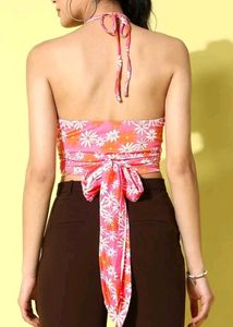 Floral Halter Neck Tube Top