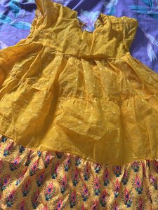 Girls&#39; Yellow Anarkali Dress