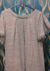 Blue Top With batwing sleeves