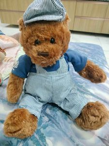Striped Overalls Teddy Bear
