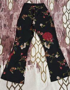 Chic Black Floral Wide-Leg Palazzo Pants
