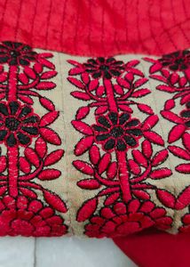 Red Anarkali Suit Embroidered Set | Women