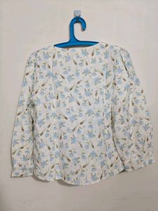 White Casual Printed Top