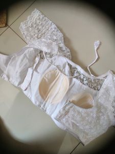 White Chikankari Padded Blouse