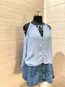 H&amp;M Striped Cold Shoulder Top