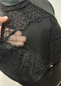 Black Lace Halter Neck Bralette 34C