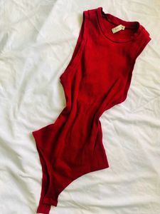 Ribbed Maroon Bodysuit