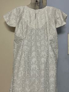 Pintrest Chikenderi white designer kurta