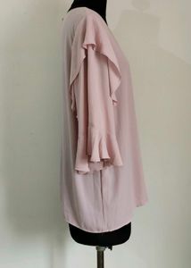 Dusty Pink Ruffle Sleeve Blouse