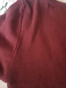 Burgundy Ribbed Knit Top