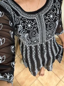 Chikankari Black Embroidered Kurta