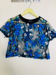 Shein Floral Mesh Top