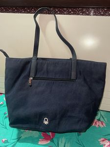 (BAGS TO DONATE) Floral Print DARK BLUE Tote Bag