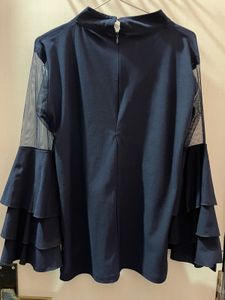 Chic Navy Blue Layered Sleeve Top